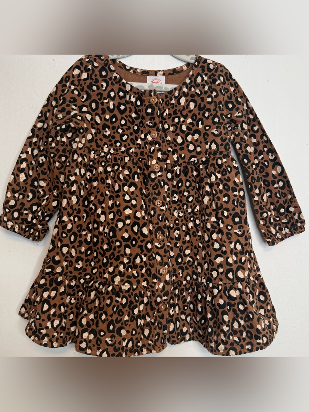 wonder nation Brown Leopard Print Button-Front Casual Dress